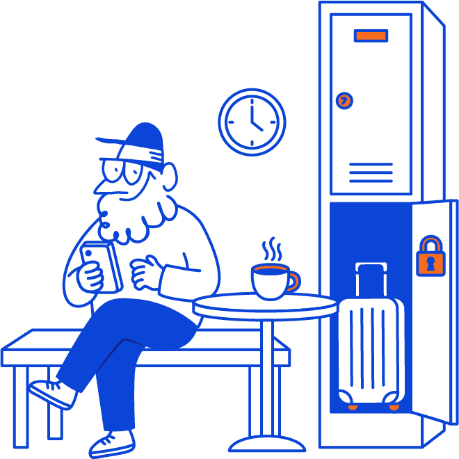 Illustration de ferdinand qui attends sereinement avec ses bagages protégés et rangés.
