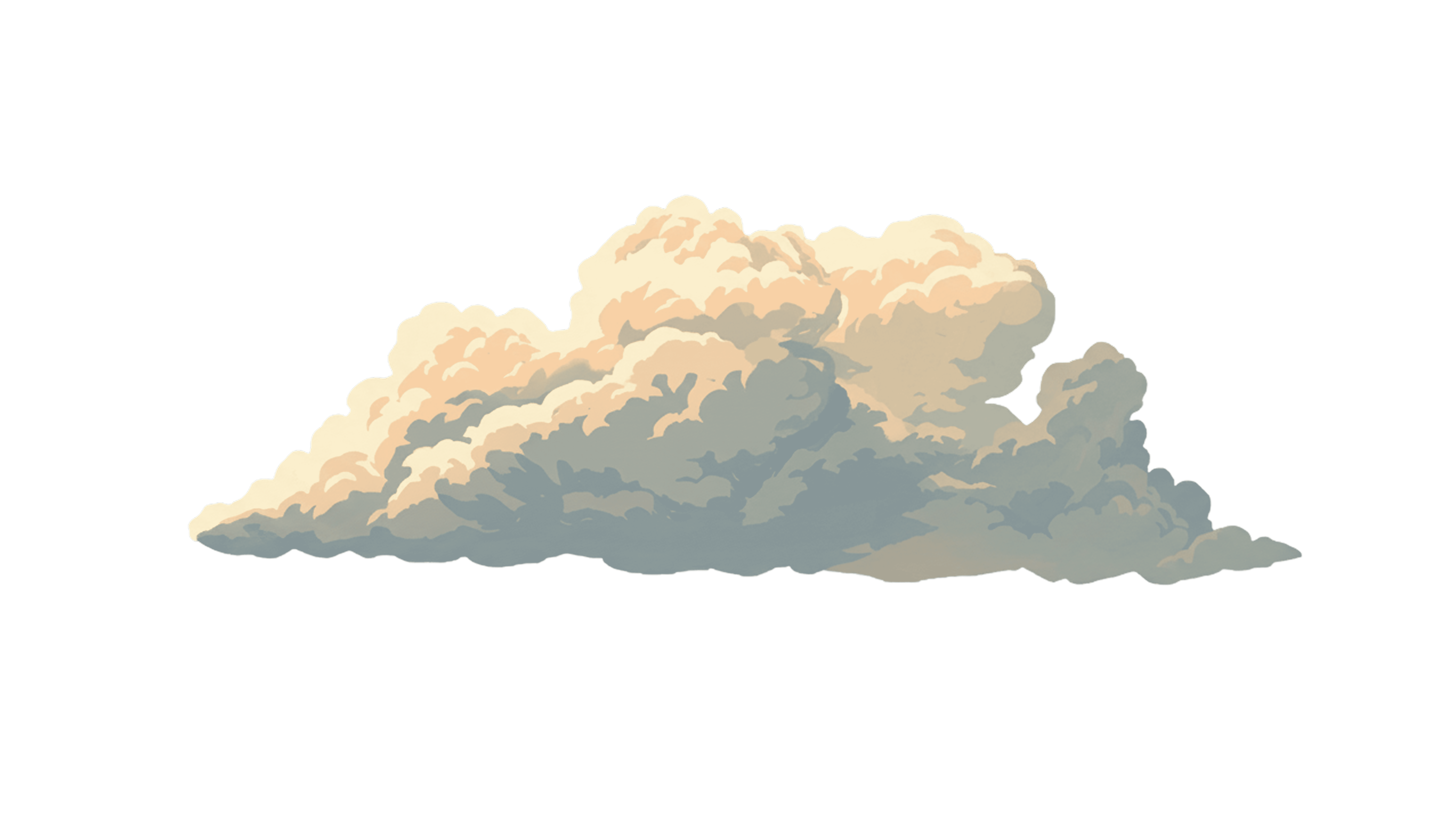 Pixel art cumulus cloud with soft peach and white tones.