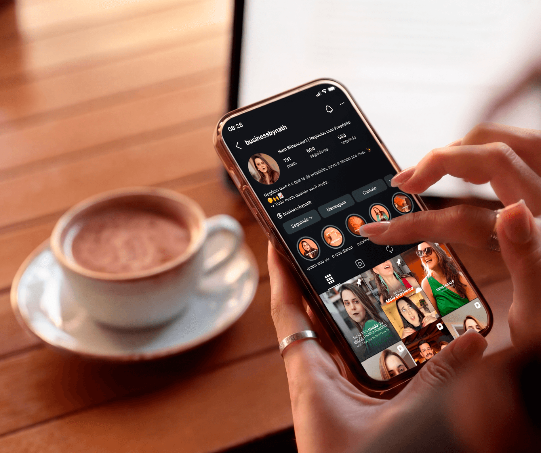 Person scrolling through a social media feed on a smartphone