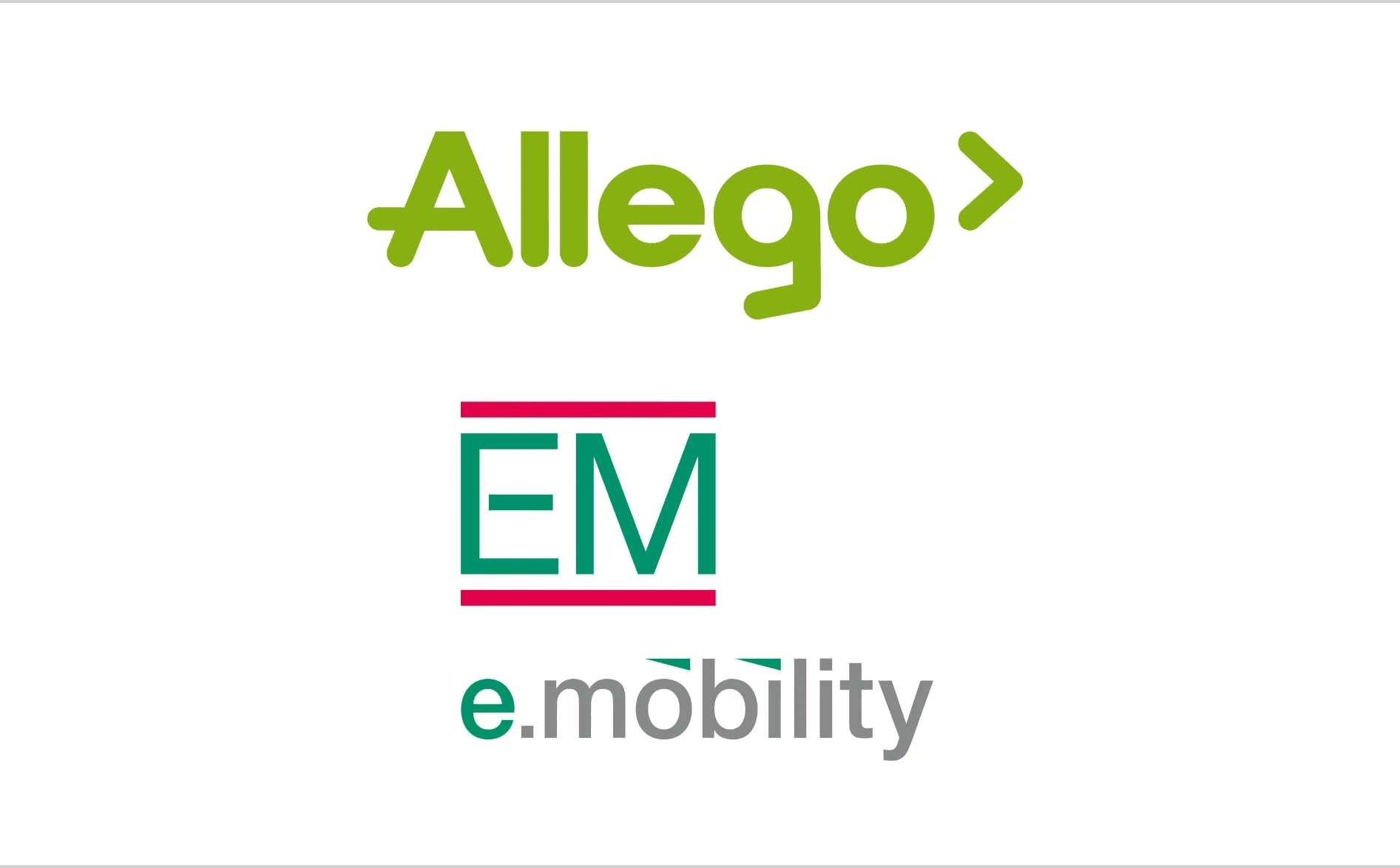 Logos d'Allego et d'e.mobility, fournisseurs d'infrastructures de recharge et de solutions de mobilité électrique en Suisse