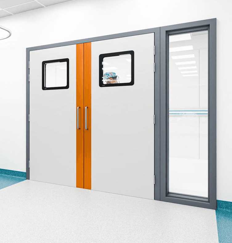 Fire-rated Hygidoor with side light on the right