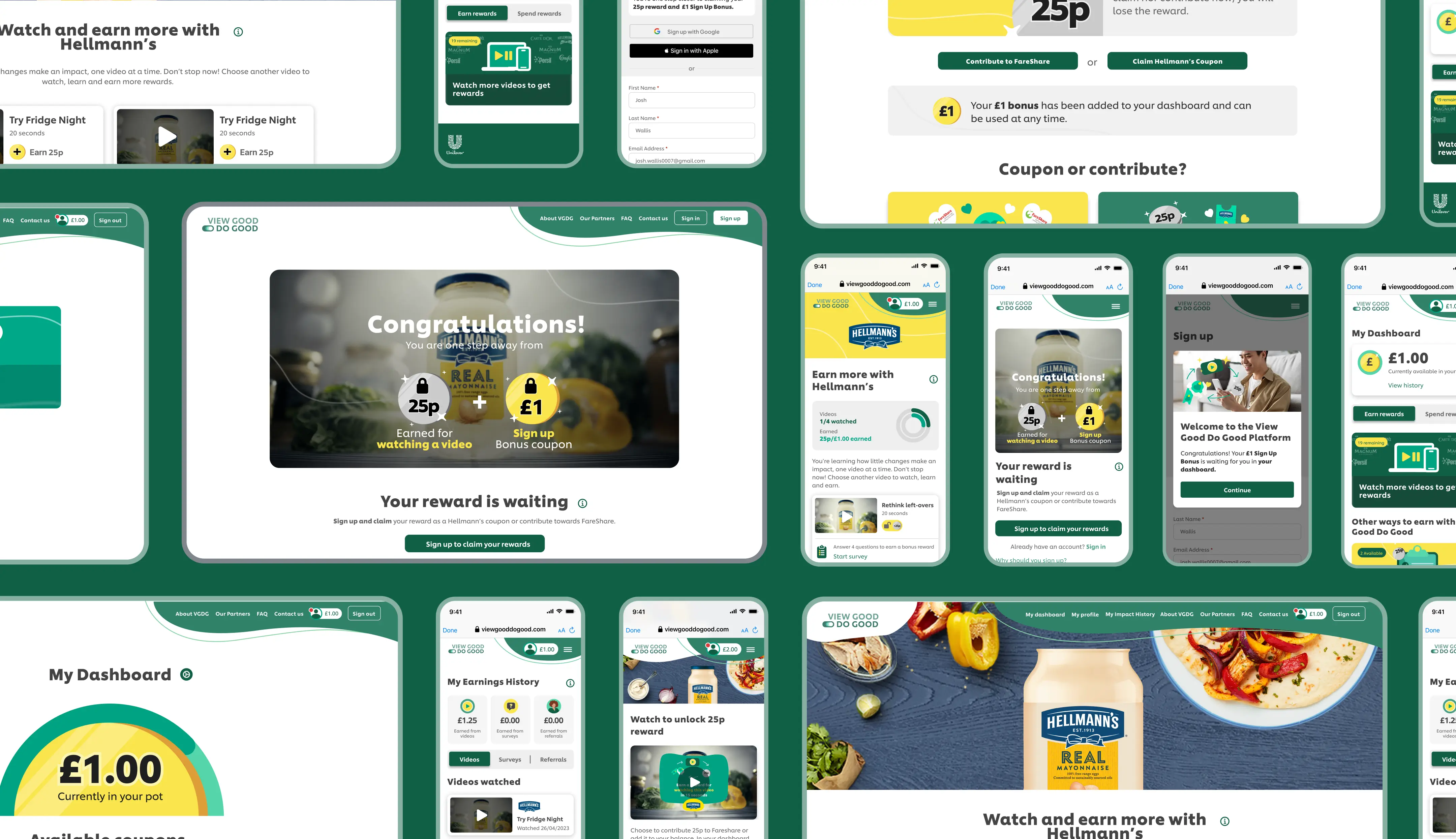 A high level view of the screens design for the view good do good project