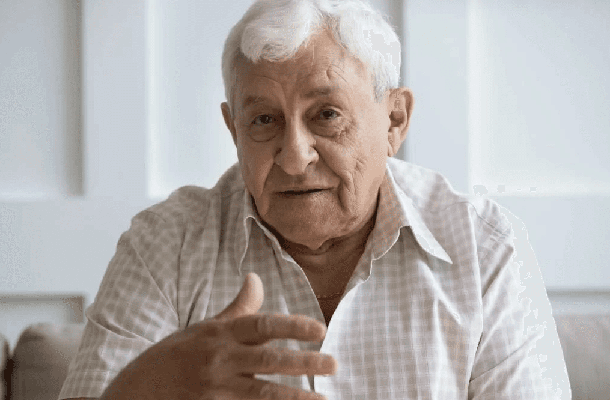 elderly man talking
