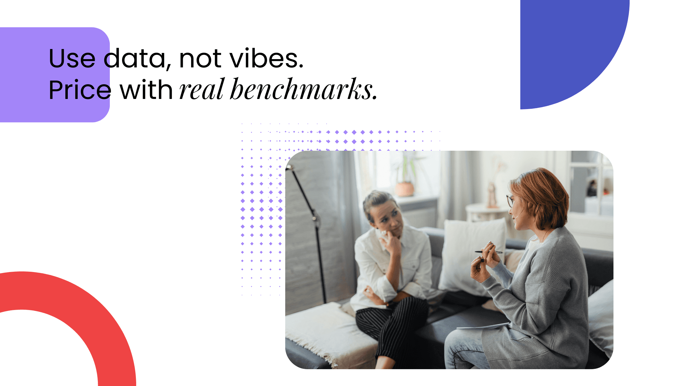 Coach reviewing pricing data and benchmarks with a client, showing how confident coaching prices come from data, not gut feel.