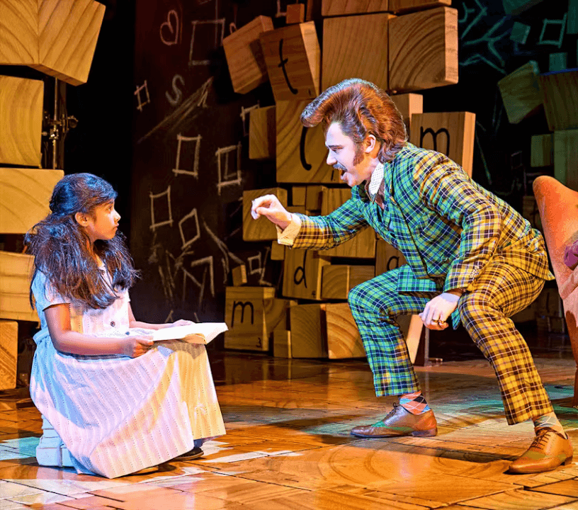 Matilda's father confronts her as she reads. Book West End Matilda Tickets.