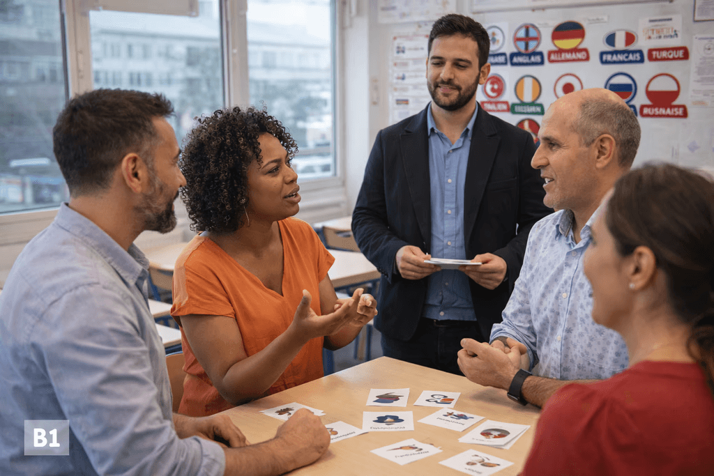 A metal sign with arabic writing on top of a building
