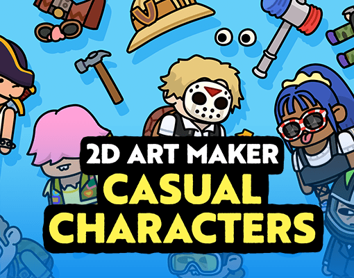 2D ART MAKER – CASUAL CHARACTER by LAYERLAB (LayerLab, layerlab) – create charming casual-style 2D characters easily for your game. Available now on LayerStore.