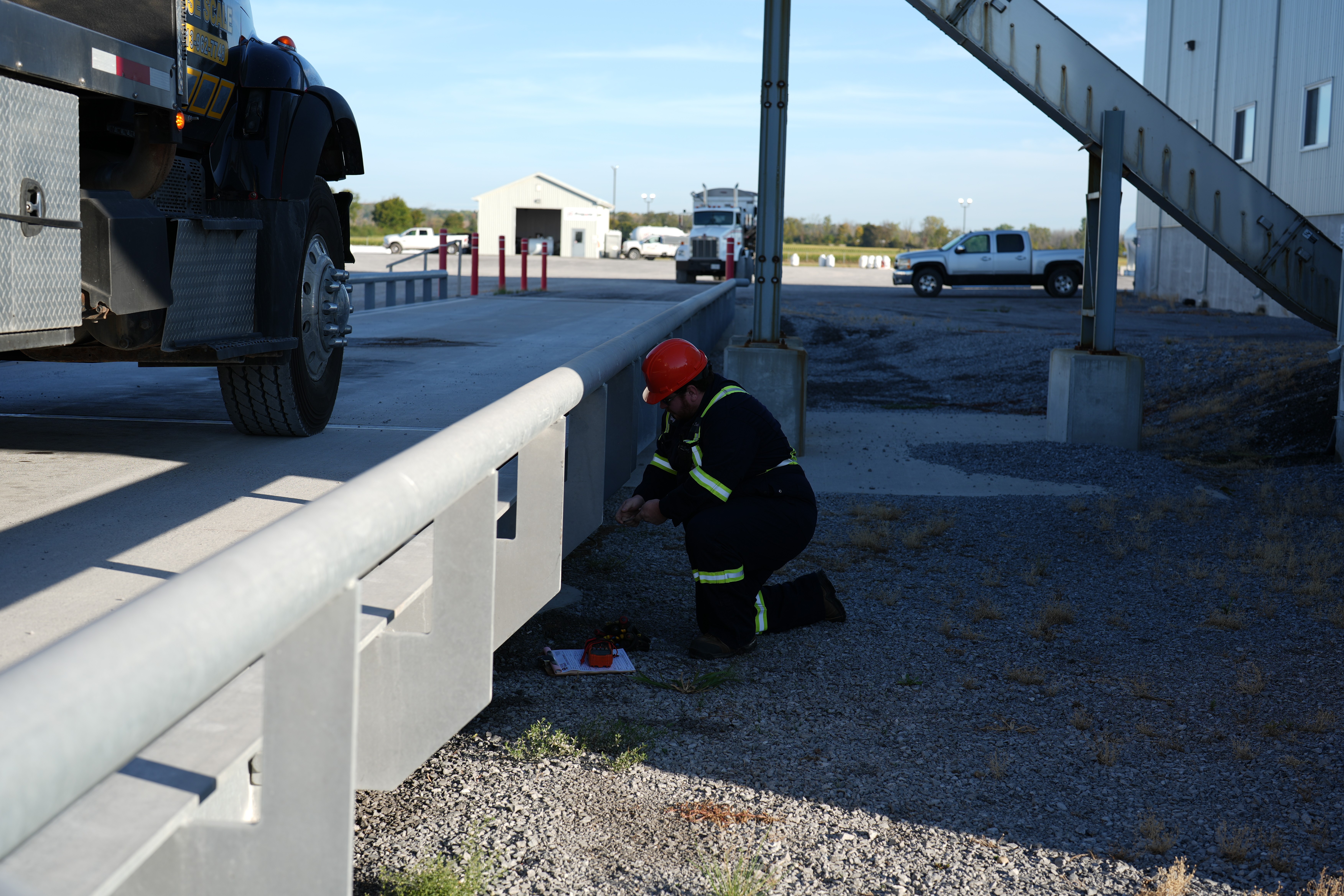 Stacked shipping containers.