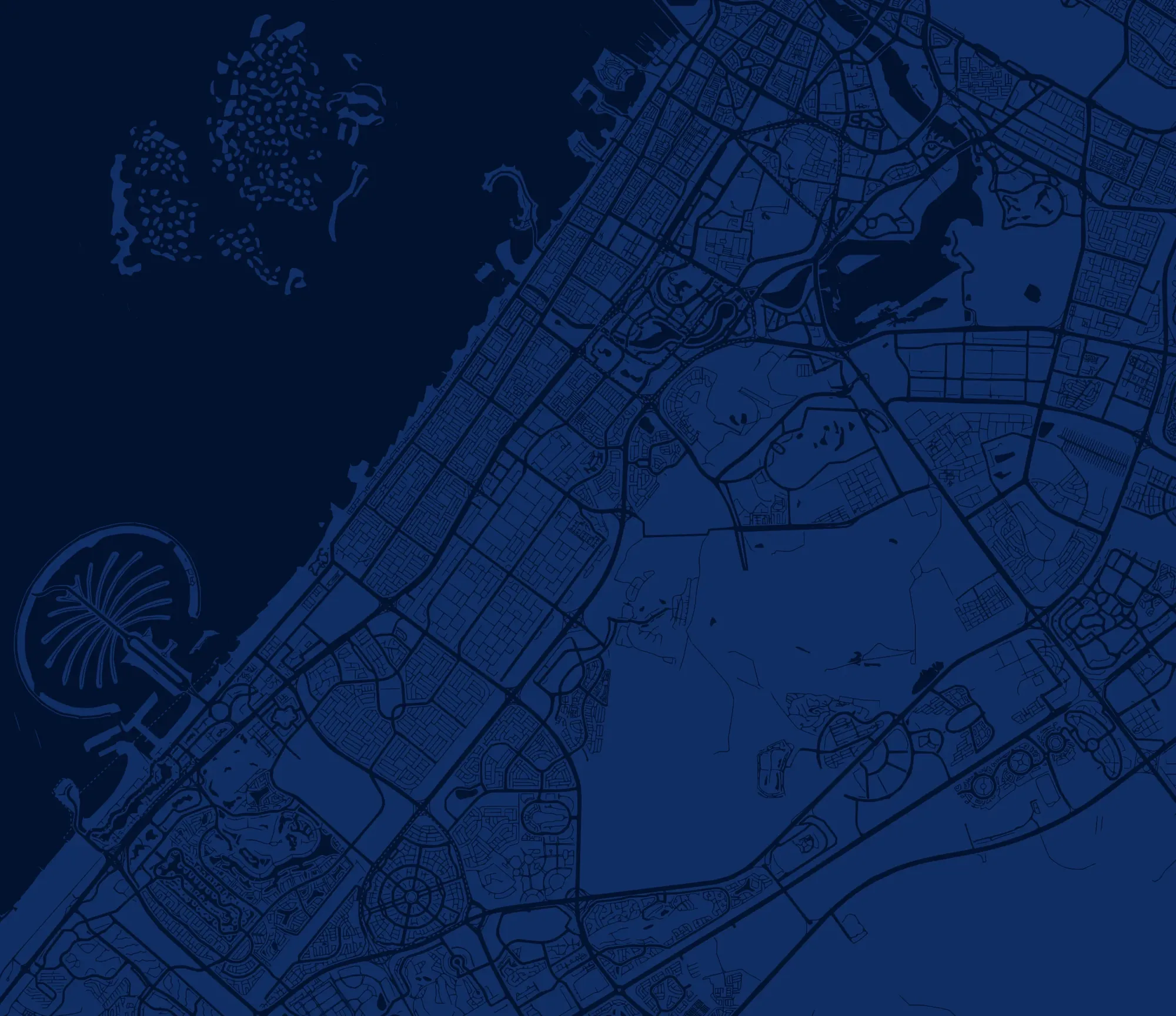 Stylised map of Dubai from Dubai Marina to Dubai Creek