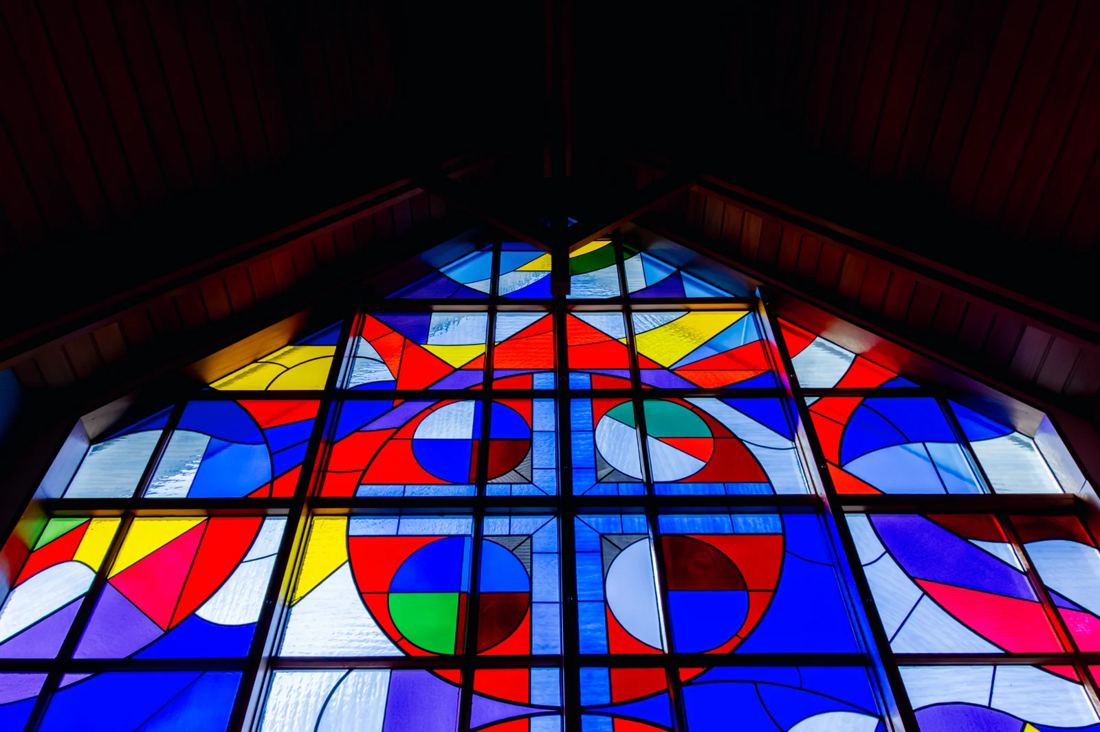 Close-up of colorful stained glass window
