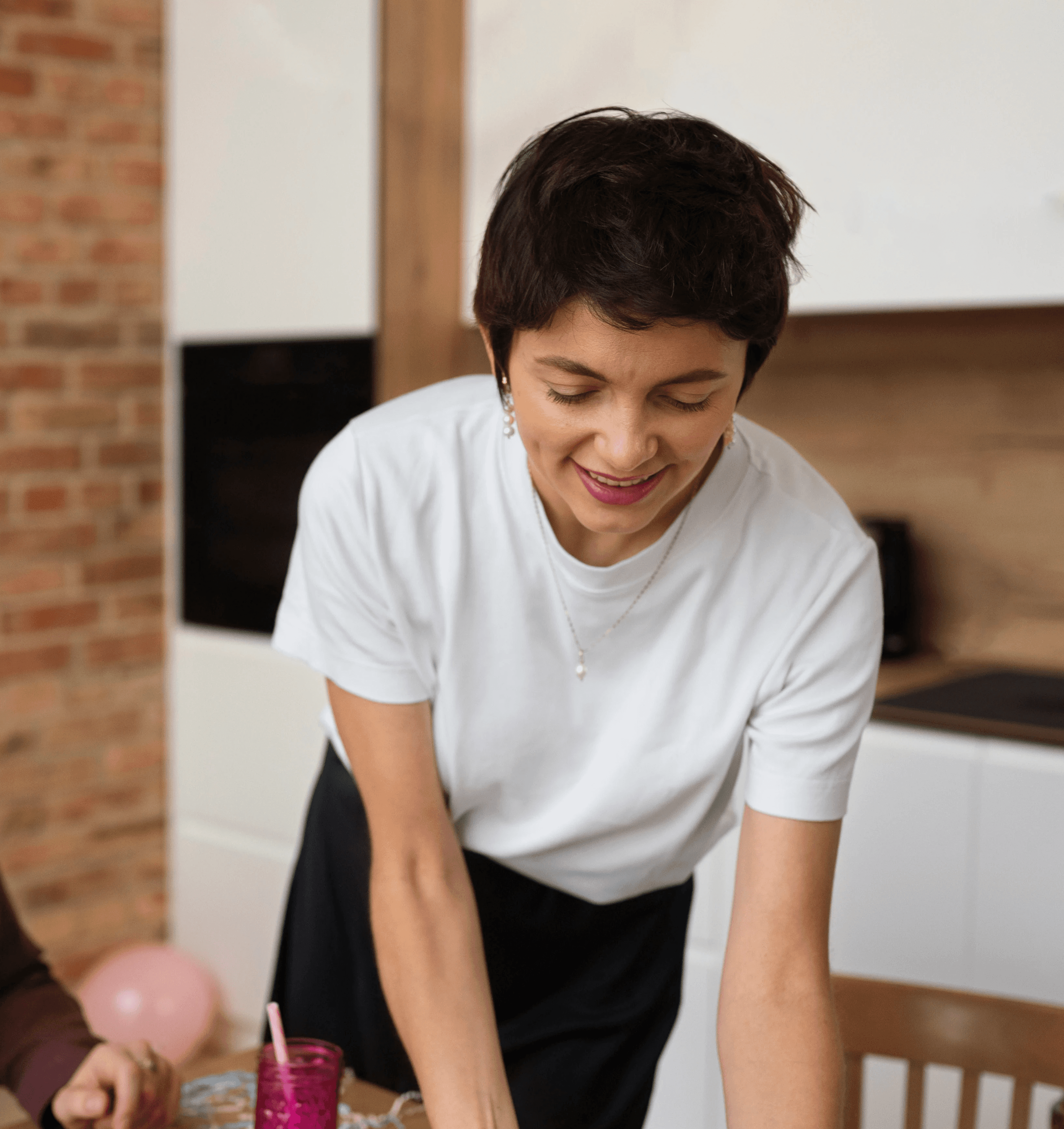 Woman serving food at party