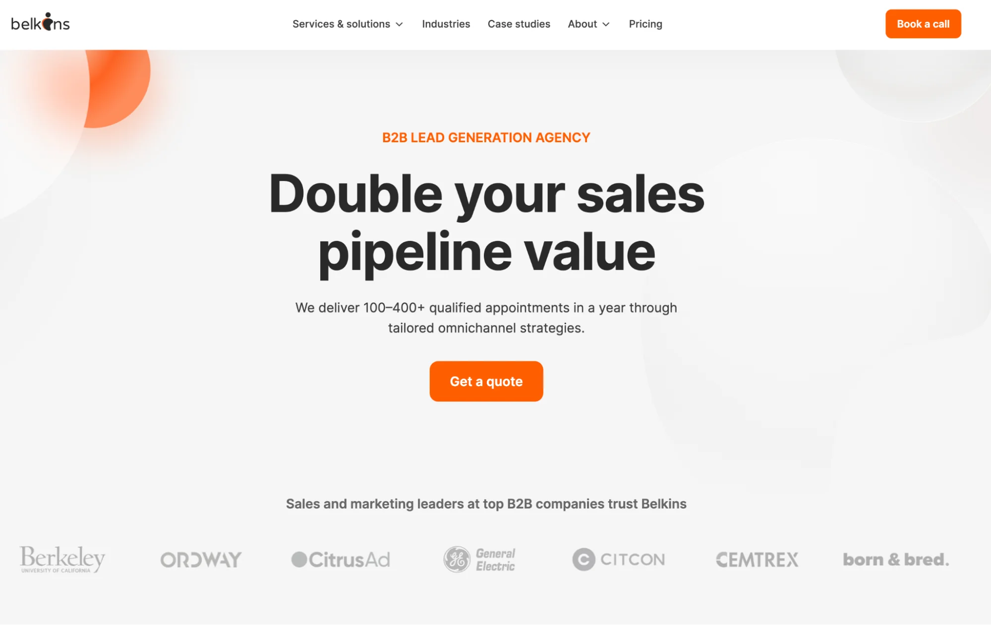 Belkins homepage: full-service B2B lead generation and appointment-setting agency