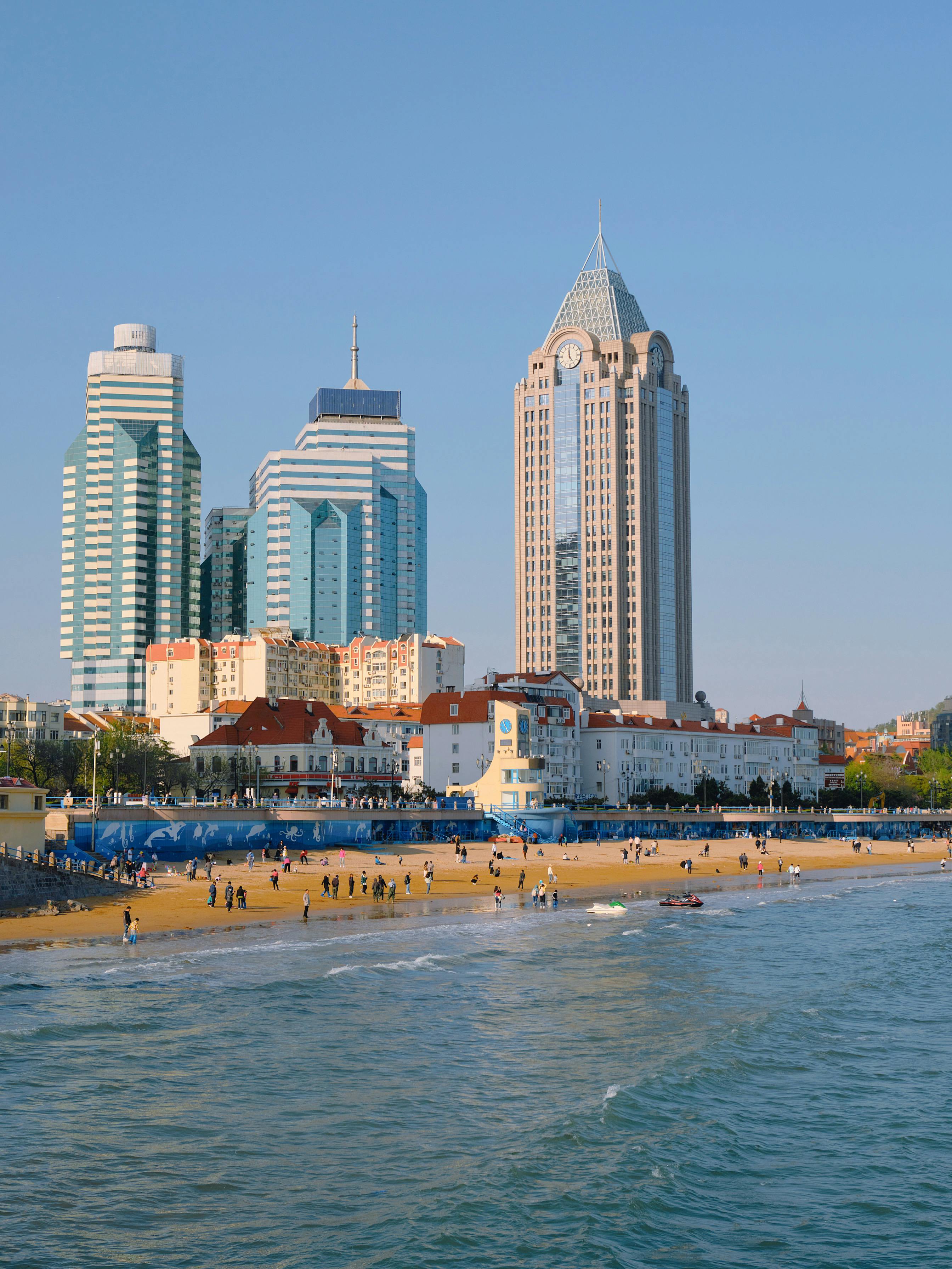 The coastal city scenery of Qingdao beachfront