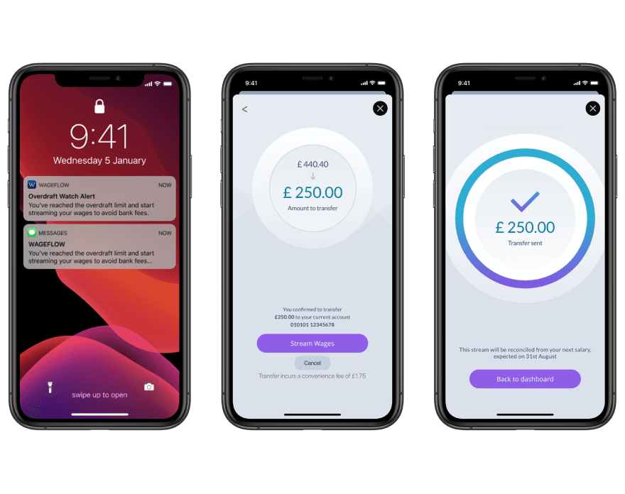 Wageflow Overdraft Notification Screen