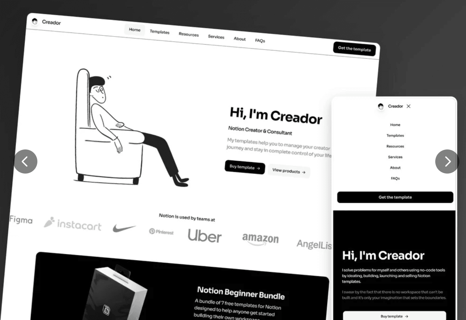 Built by Framer Creador — Notion Creator website