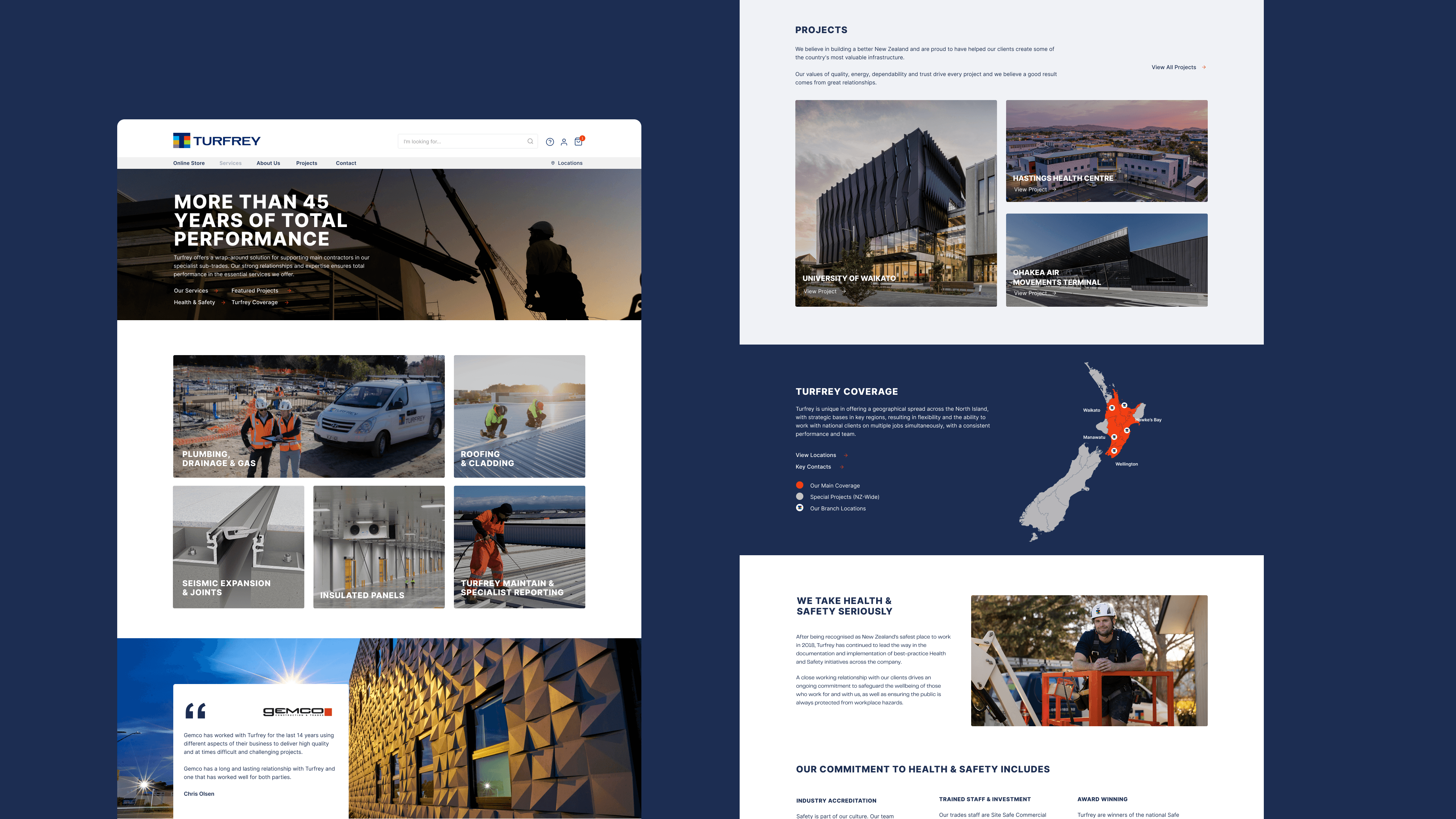 Examples of the homepage on desktop