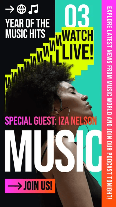 Animated Colorful Music Podcast Promo Instagram Story Template