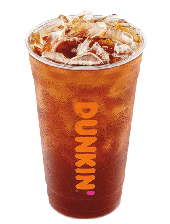 A Dunkin’ Shaken Iced Tea, freshly brewed and shaken with ice for a smooth and refreshing taste, perfect for any time of the day.