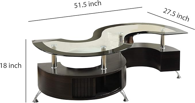 Elegant s shaped coffee table with modern appeal and high-quality craftsmanship.