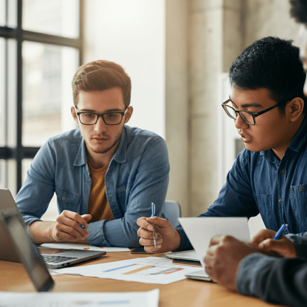Consulting Students from college doing market research 
