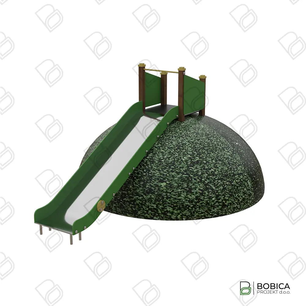 Dječji tobogan za ugradnju na nasip ili brdo s drvenom konstrukcijom i čeličnom stazom - BOBICA PROJEKT