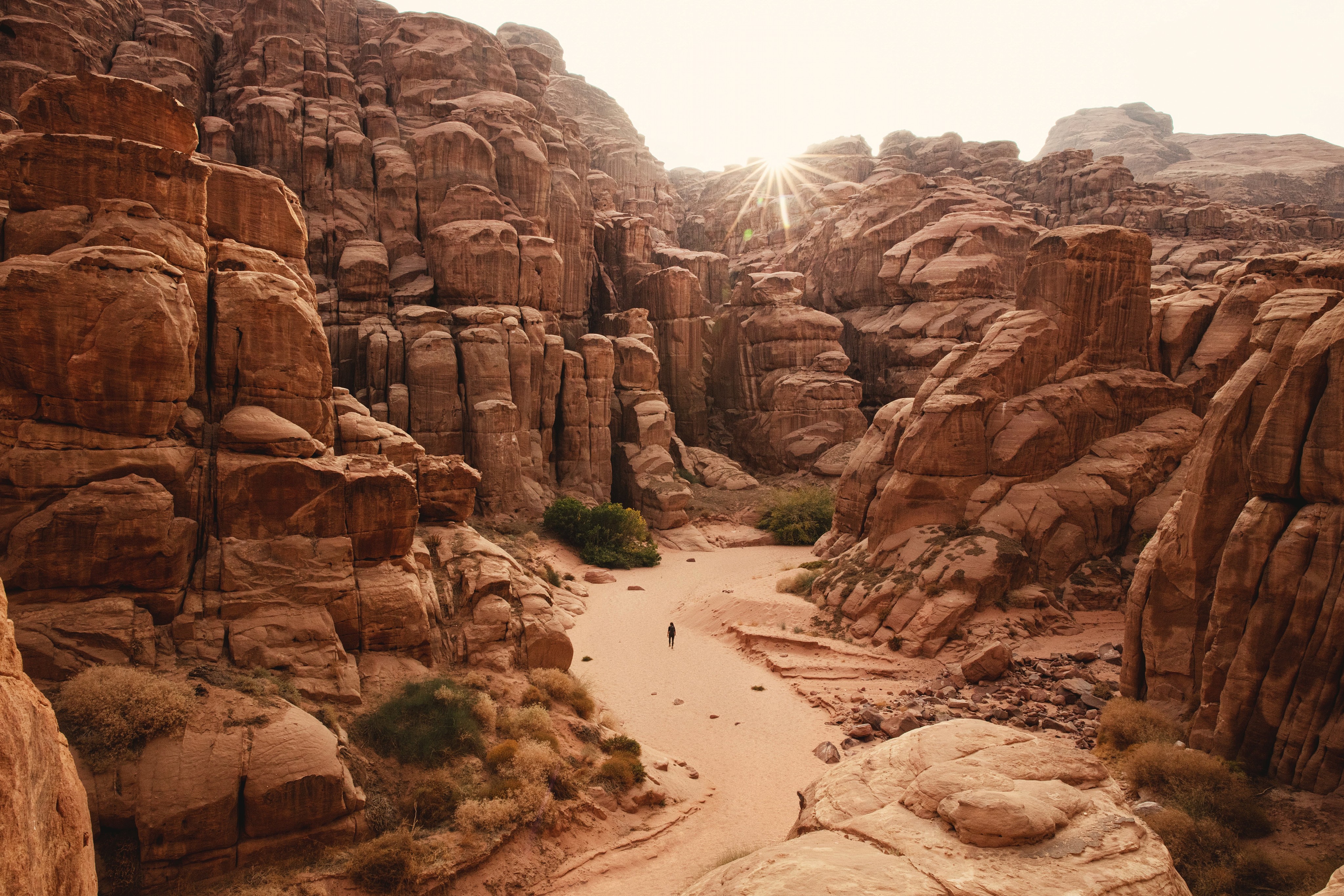 Road between rocks in dessert