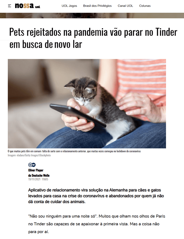 UOL Artikel über "The Purrfect Match" Kampagne