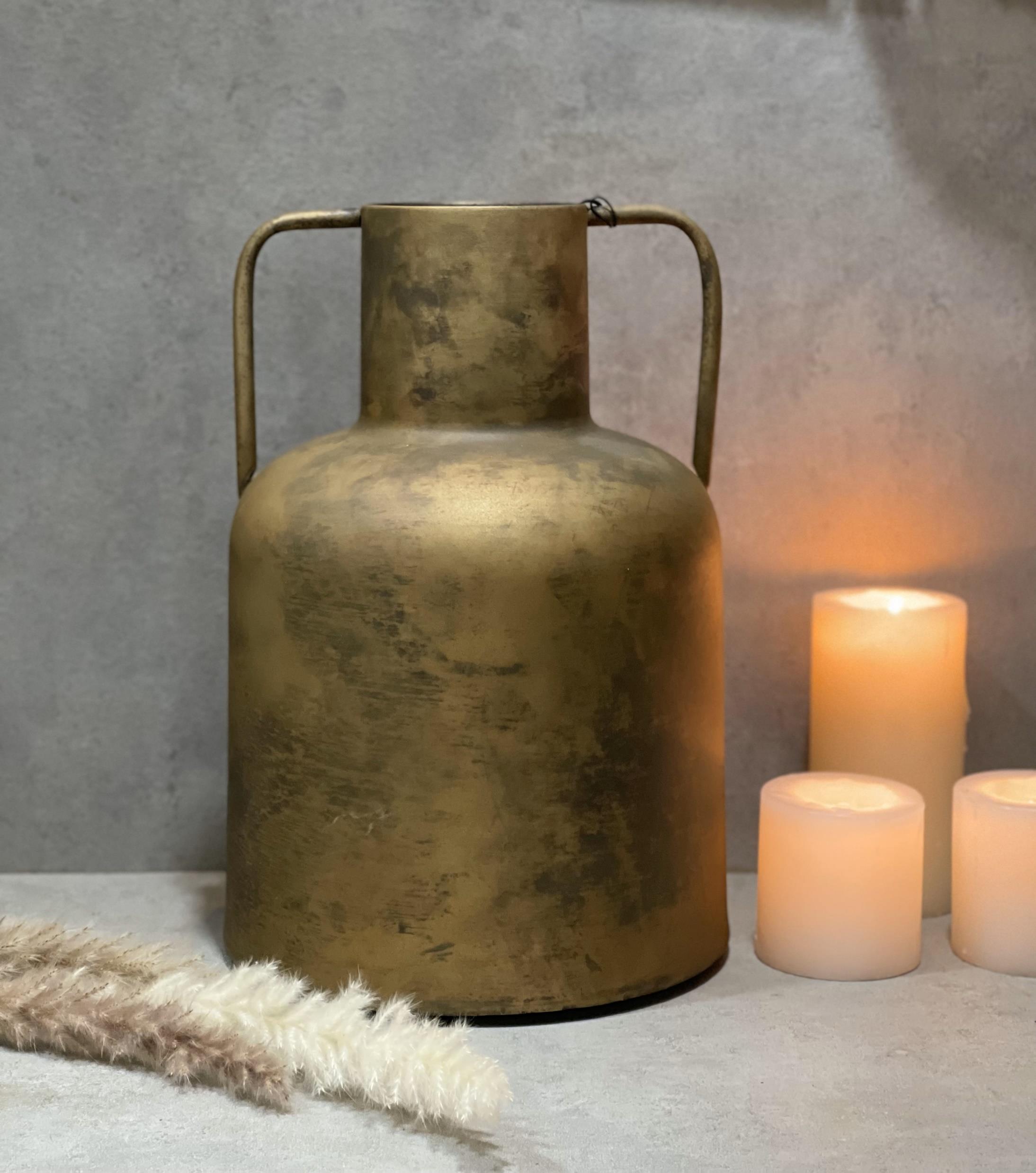 Antique brass finish metal decorative floor vase for luxury home décor