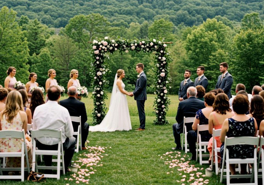 Outdoor wedding ceremony in Blue Mountain