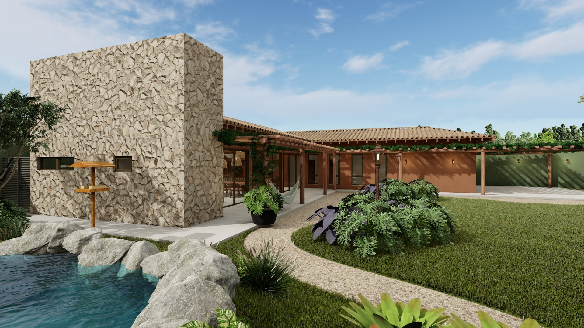 arquitetura em declive, casa em terreno íngreme, residência em aclive, projeto arquitetônico em desnível, casa em terreno com queda, arquitetura integrada ao relevo, construção em terreno acidentado, arquitetura em níveis, casa com três pavimentos, residência escalonada, arquitetura sustentável, arquitetura biofílica, biofilia na arquitetura, integração com a natureza, casa integrada ao verde, residência em área de preservação permanente, arquitetura em área de preservação, projeto sustentável em área verde, arquitetura que respeita o entorno, design naturalista, piscina de borda infinita, piscina natural com cascata, piscina integrada à paisagem, piscina ecológica, piscina em área de preservação, cascata de pedras natural, paisagismo com pedras, paisagismo integrado ao relevo, arquitetura com pedra e madeira, revestimentos naturais, casa com elementos naturais, madeira na arquitetura contemporânea, uso de pedra na fachada, materiais sustentáveis na arquitetura, residência contemporânea, casa de luxo sustentável, arquitetura de alta performance, casa conceito biofílico, arquitetura minimalista natural, residência de contemplação, arquitetura de integração visual, casa de contemplação e paz, conexão com a natureza, ambiente de descanso e relaxamento, harmonia entre arquitetura e ambiente, diálogo entre arquitetura e natureza, projeto arquitetônico residencial, design residencial contemporâneo, casas modernas no meio da natureza, inspiração de casas em declive, arquitetura de casas de alto padrão