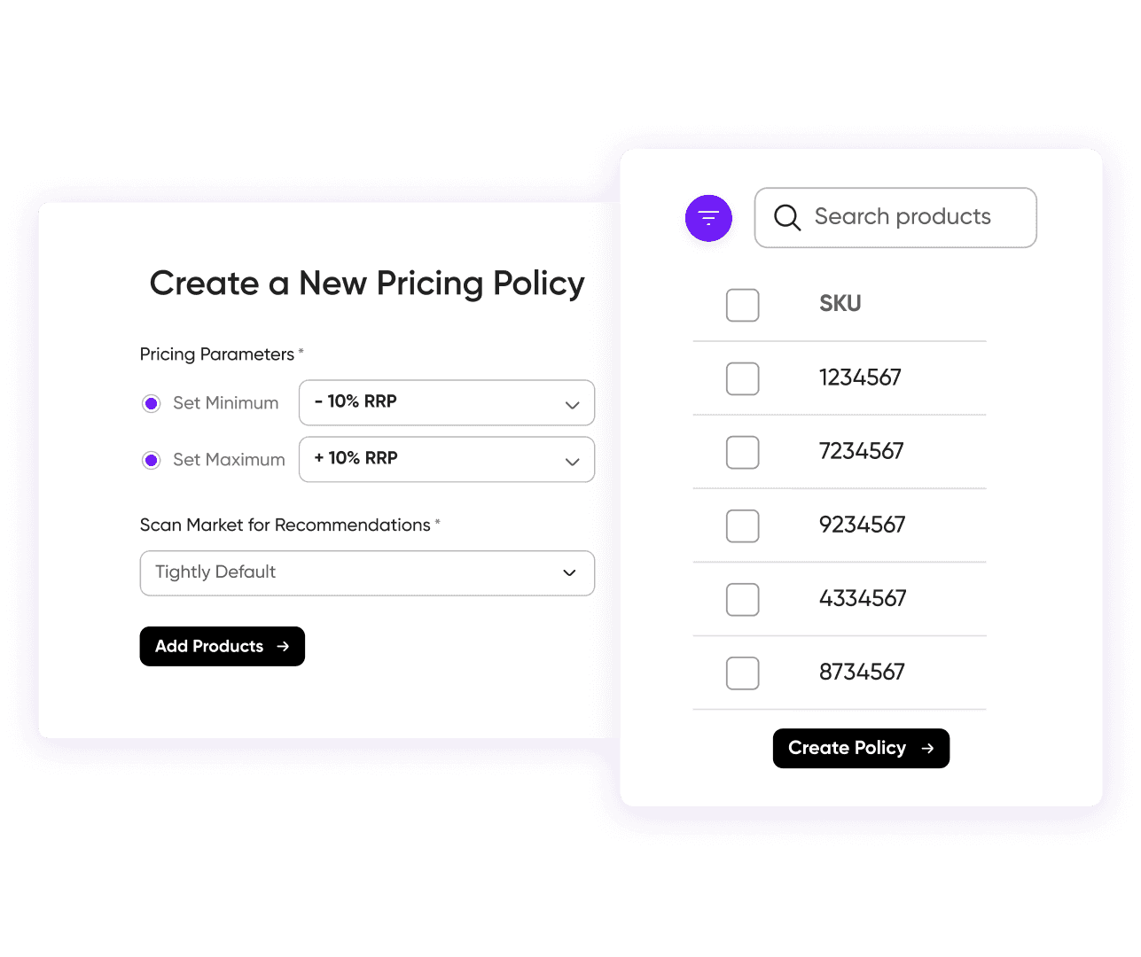Apollo Visa virtual cards in white and black designs with contactless payment symbol