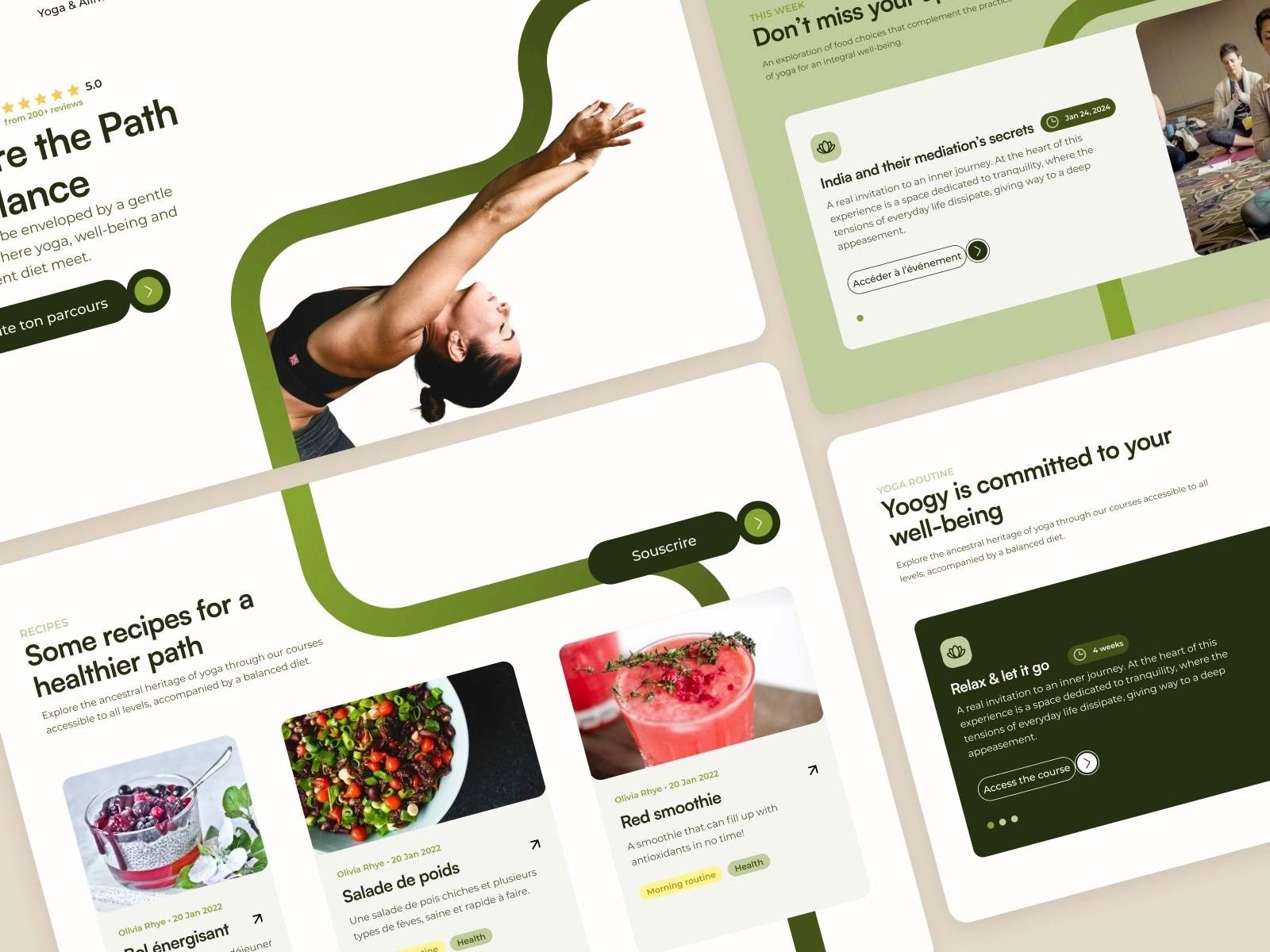 Yoogy yoga studio website template designed in Framer