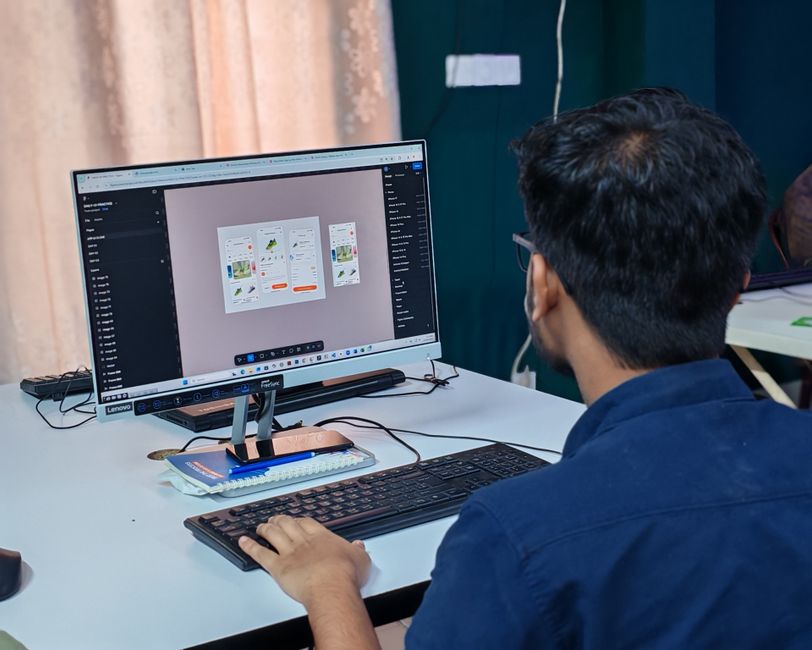 web designer working on responsive layout