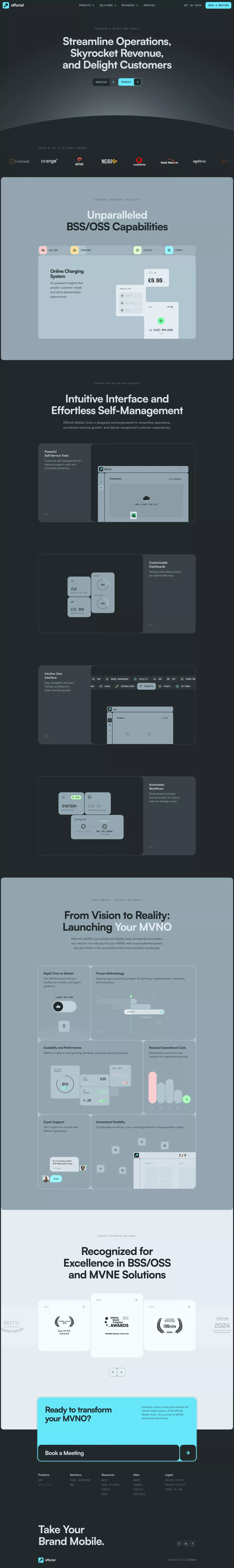 Effortel: Drive Telecom Revenue Growth portfolio page screenshot showcasing Marketing and Tech design