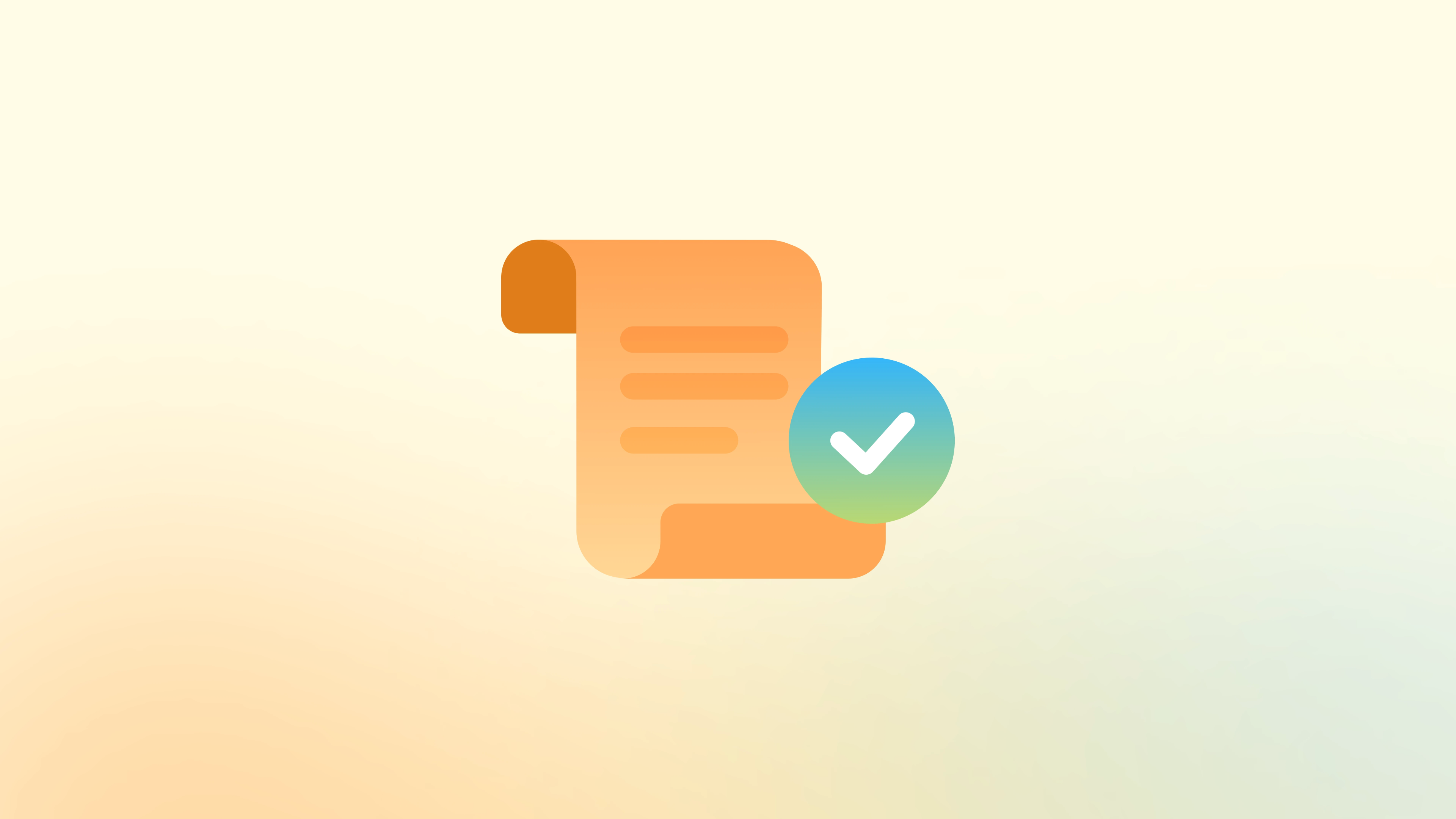 프리랜서 견적서 작성 완료를 상징하는 체크마크가 붙은 스크롤 문서 일러스트, 계약 성사율을 높이기 위해 견적서에 적용해야 할 핵심 작성법 5가지 안내.