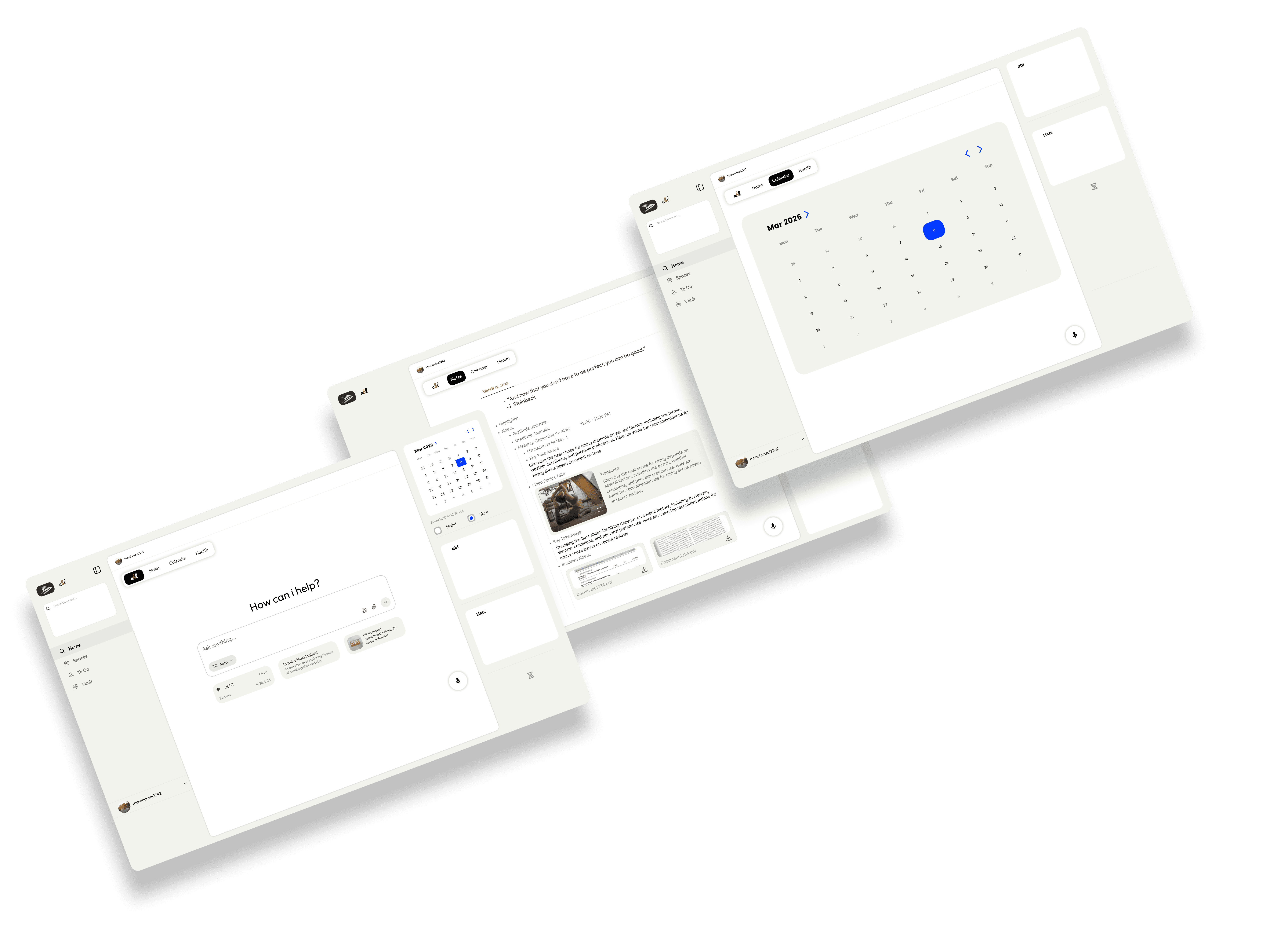 (AI-powered productivity platform) UX UI Design Mockup
