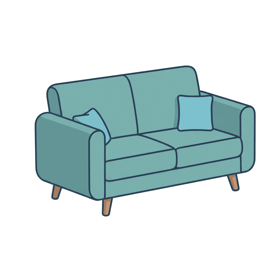 Blaues Icon eines 2er Sofas