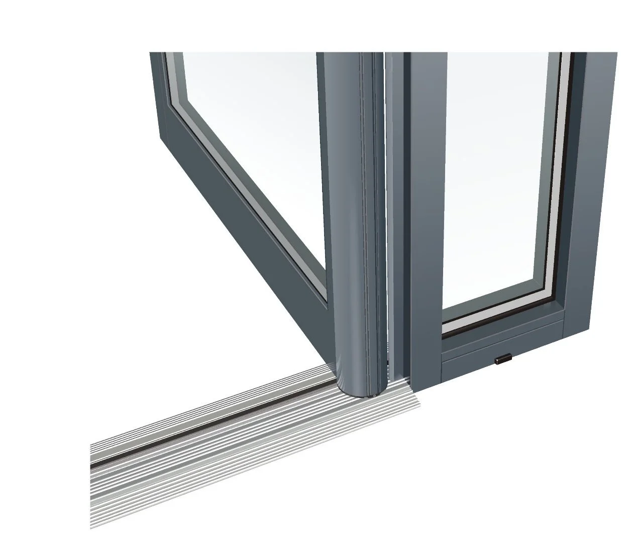 A glazed aluminium corner detail on a Smart Systems commercial framing system
