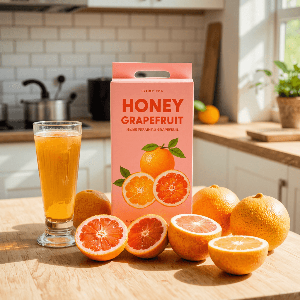 product photography of a box of honey grapefruit tea