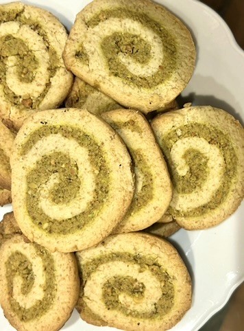 Pistachio pinwheel cookies