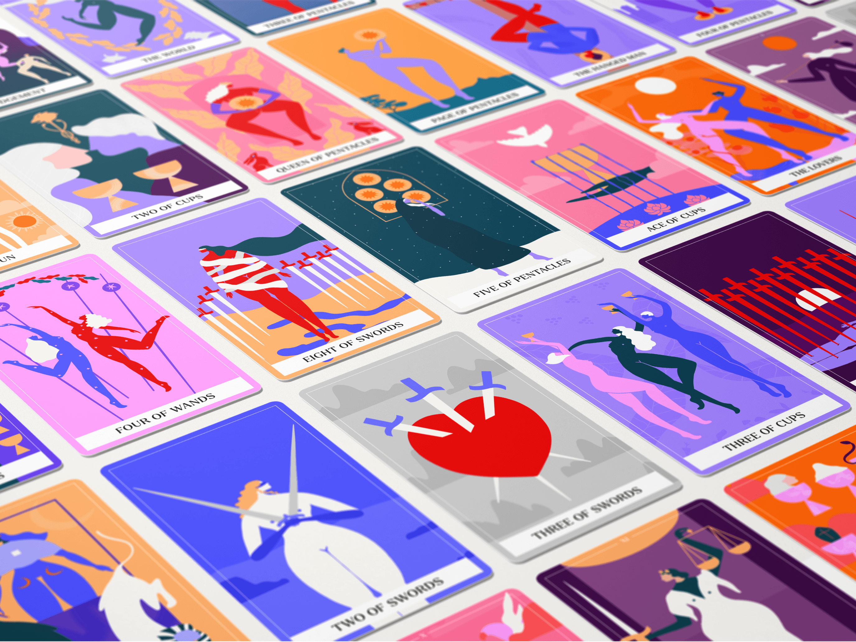 Mockup of 12Signs tarot cards illustrated by Lunatique Design