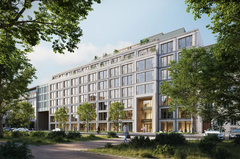 Moderner Bürogebäude Neubau und ESG-konforme Revitalisierung von Gewerbeimmobilien.