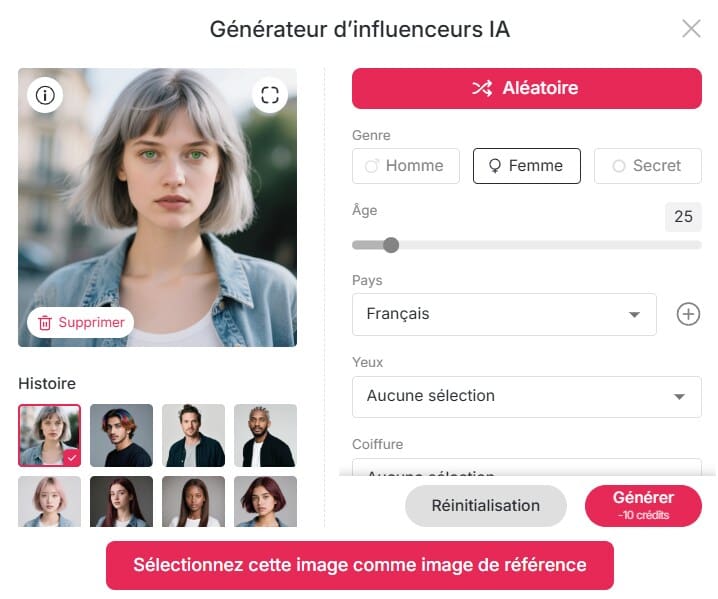 Générateur d'influenceurs IA