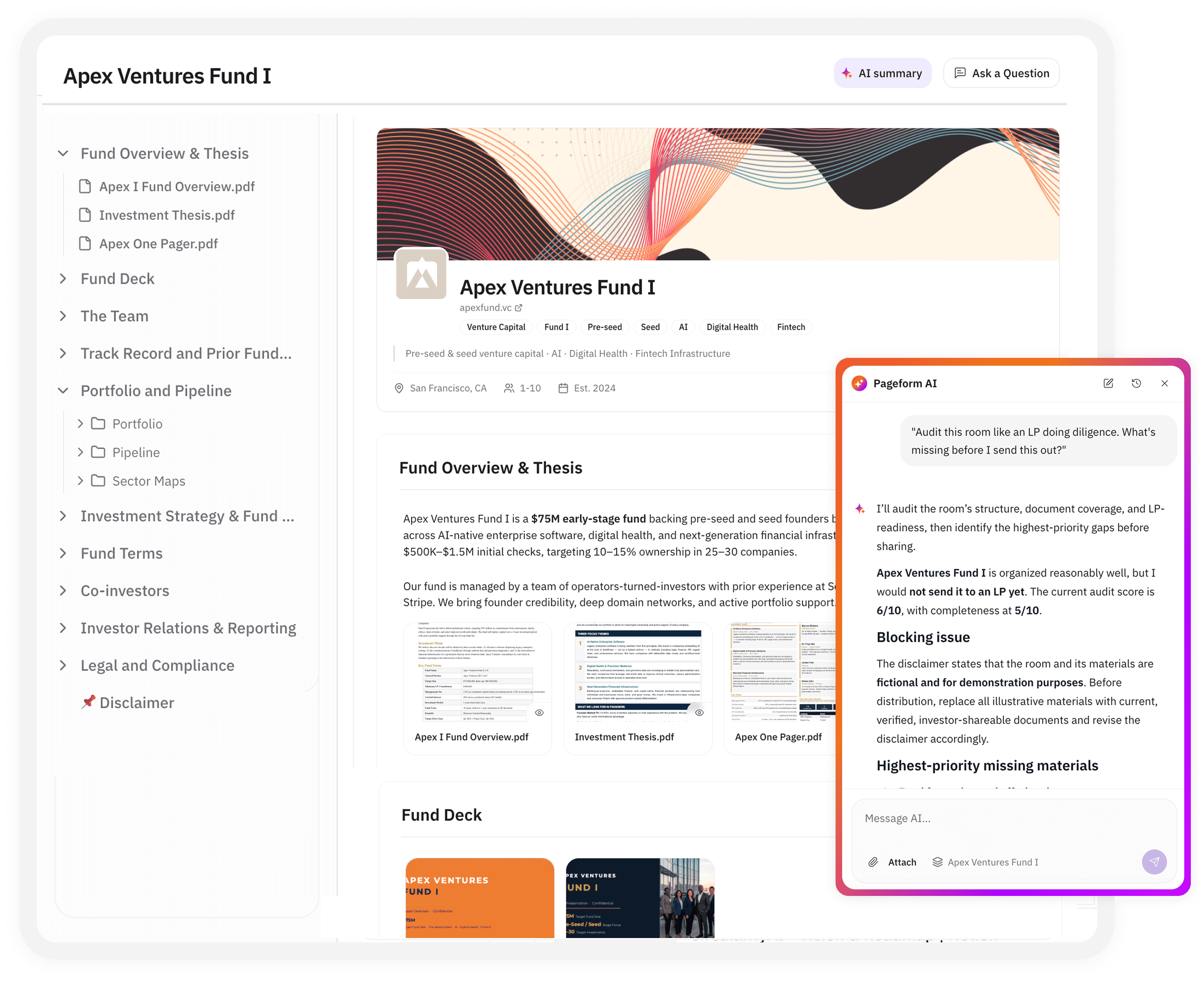 Pageform AI-native data rooms
