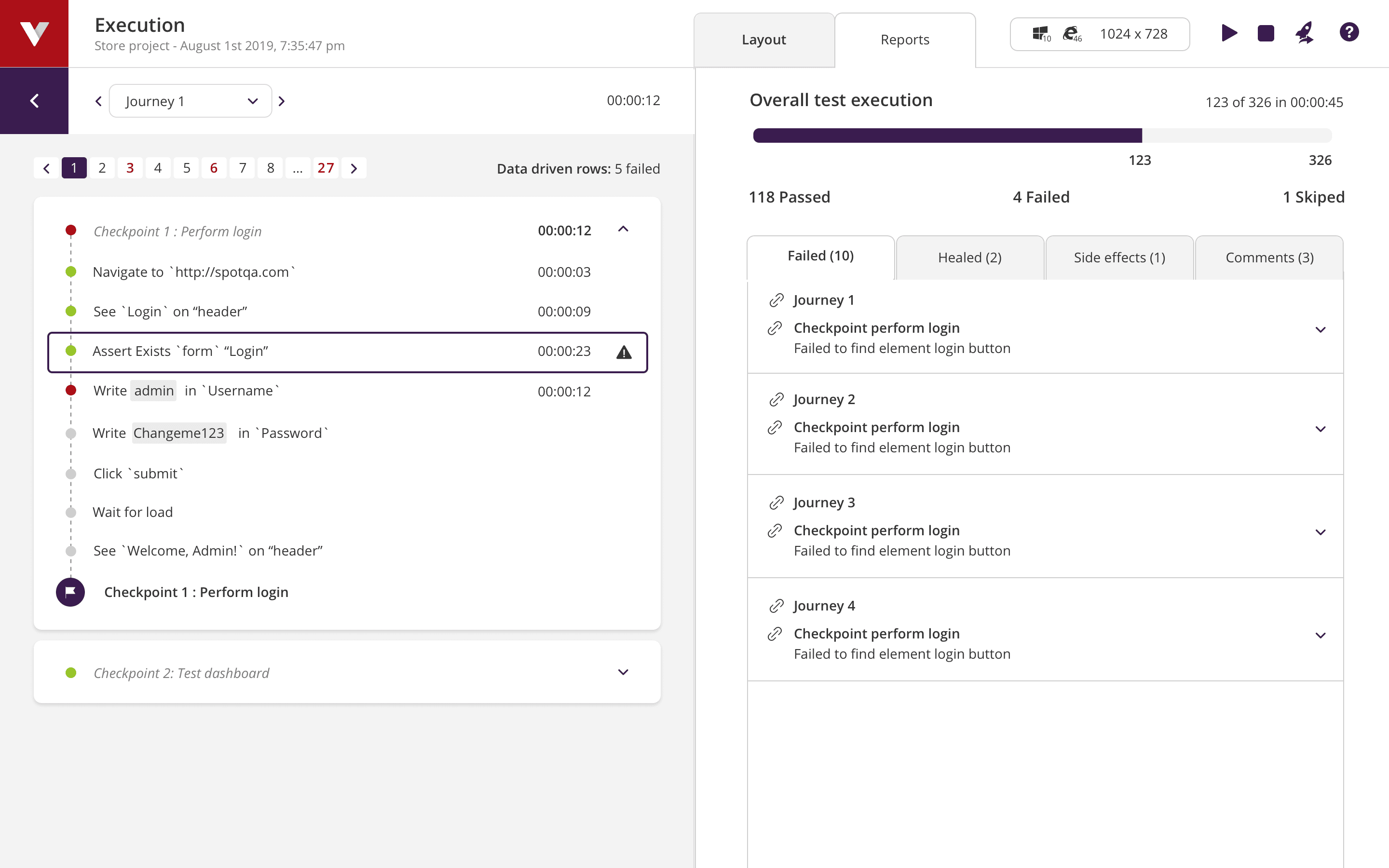 Self Healing Test Reports