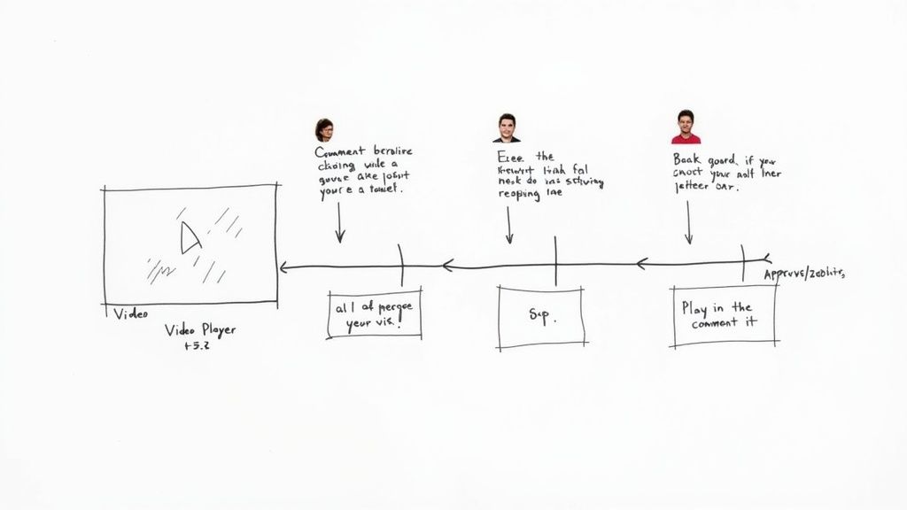 A team collaborating over a video project timeline.