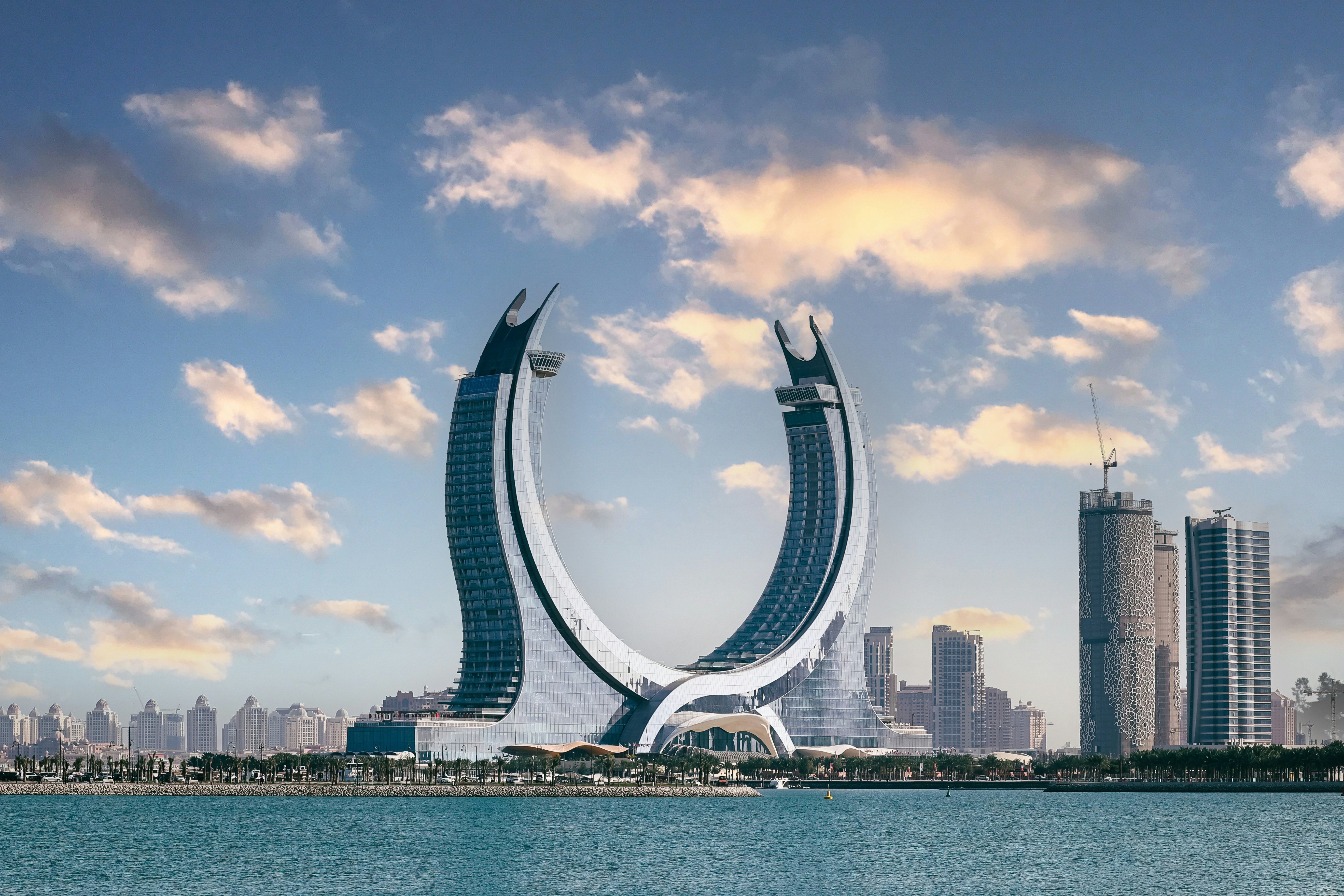 a large sculpture in the middle of a body of water
