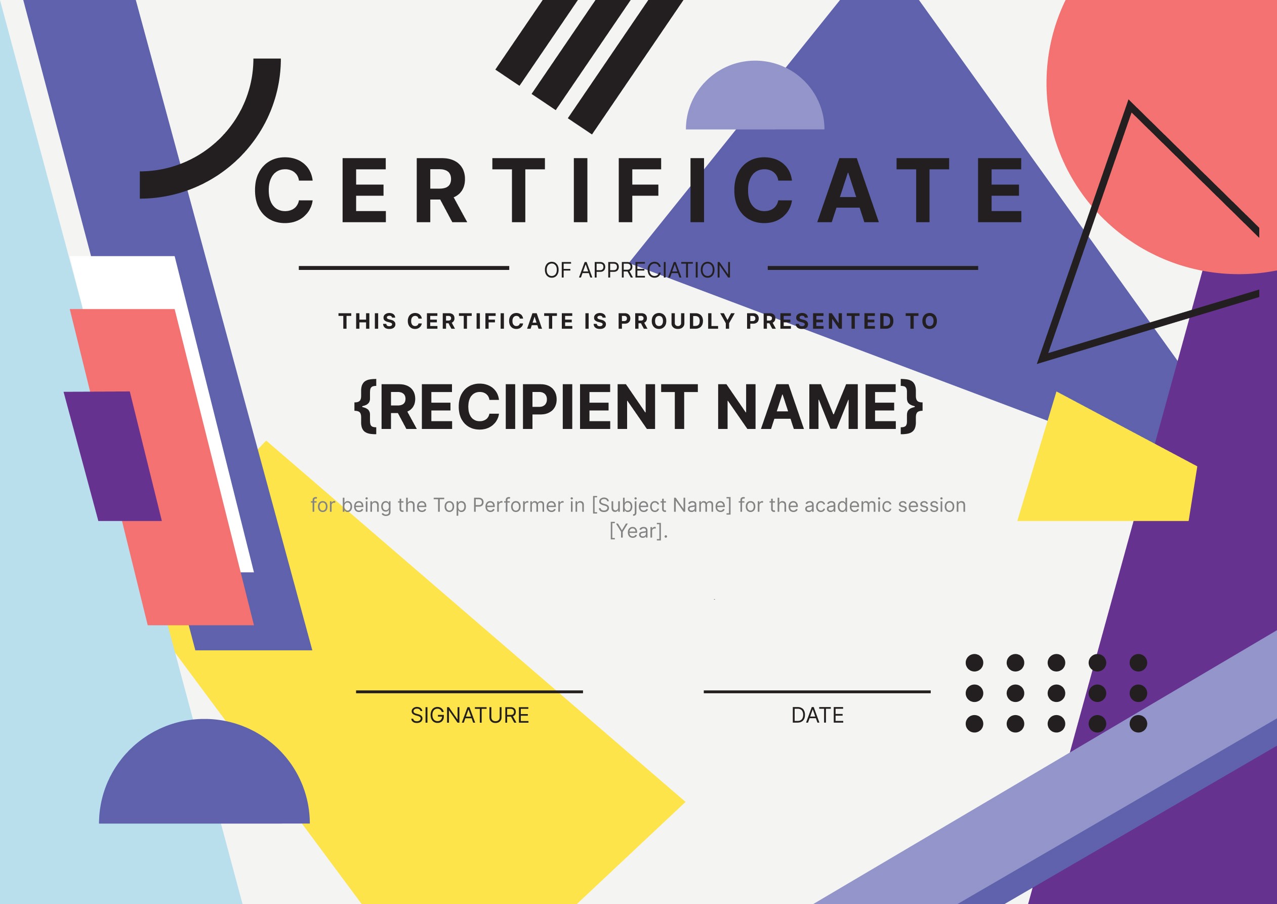 Wauld - Bright and formal academic appreciation certificate template