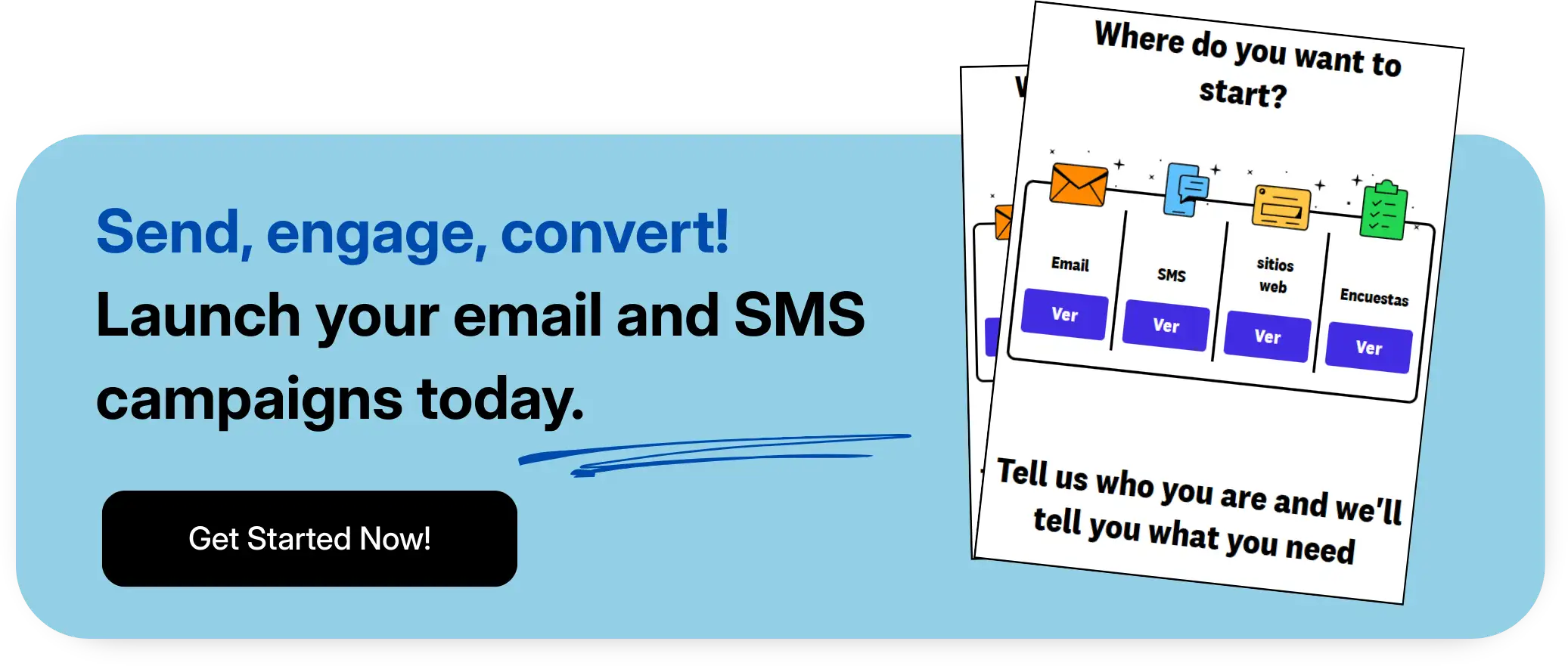 CTA - Image of email and SMS marketing tools platform