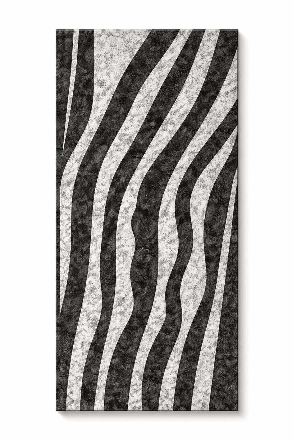 Stovvo stone with flowing wavy linear pattern in textured black and grey surface